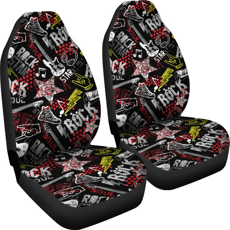 Best Rock Music Pattern With Guitar Premium Custom Car Seat Covers Decor Protector Nearkii