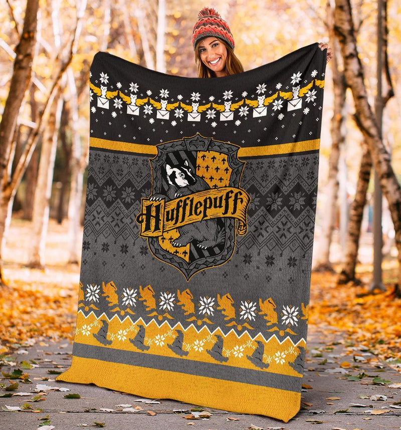 Harry Potter Hufflepuff Ugly Christmas Custom Blanket Home Decor Nearkii