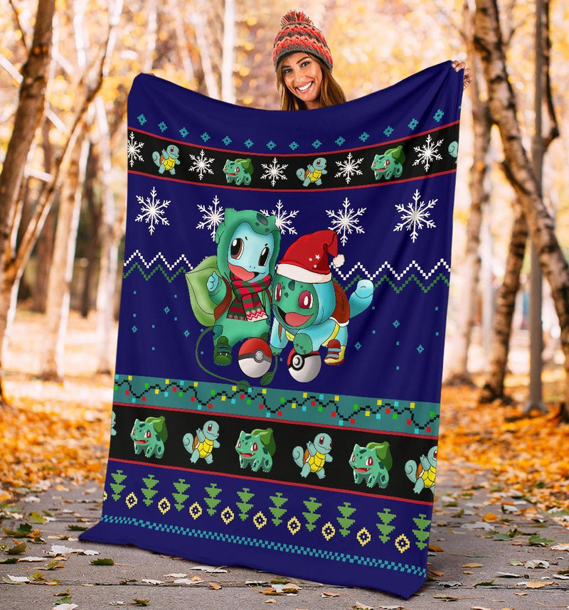 Blue Gearzime Pokemon Ugly Holiday Fleece Blanket Gift For Christmas Amazing Gift Idea Nearkii