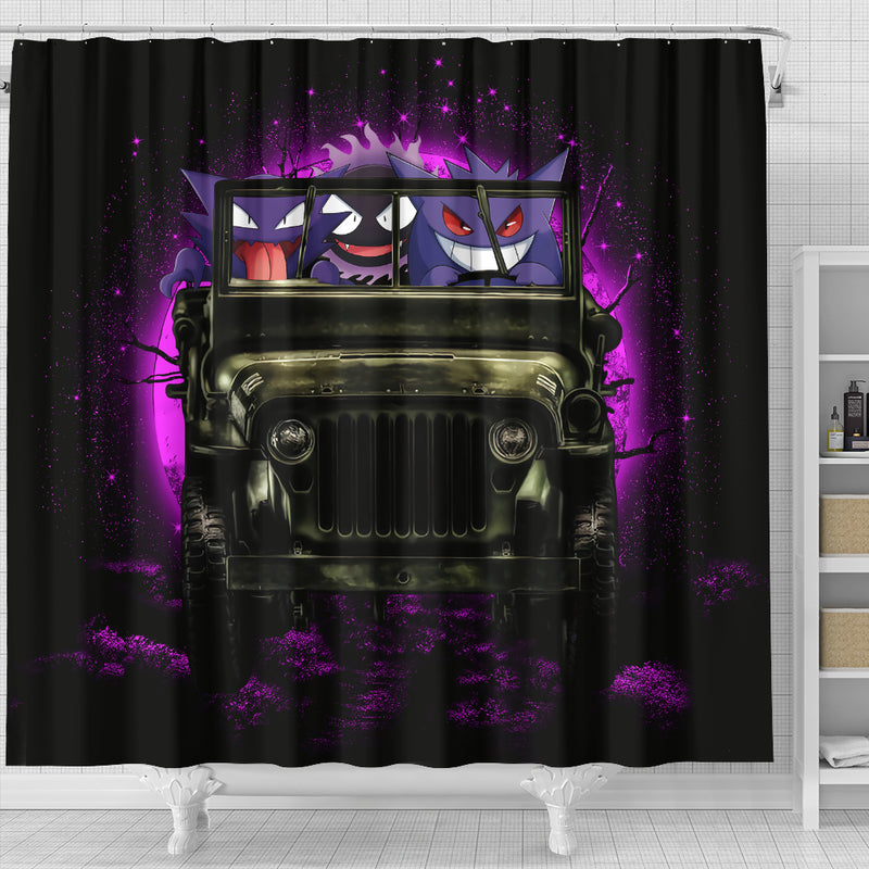 Gengar Pokemon Ghost Halloween Moonlight Jeep Funny Shower Curtain Nearkii