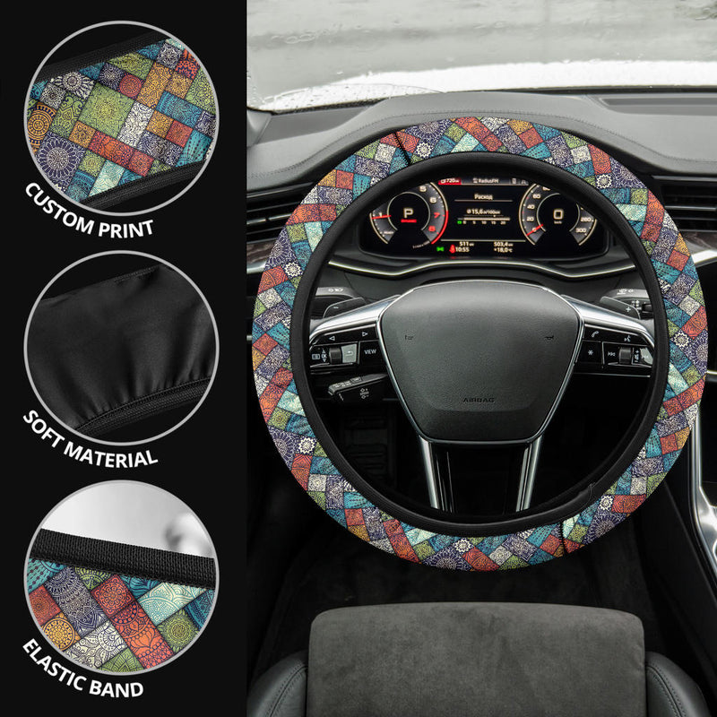 Mandala Pattern Abstract Premium Car Steering Wheel Cover Nearkii