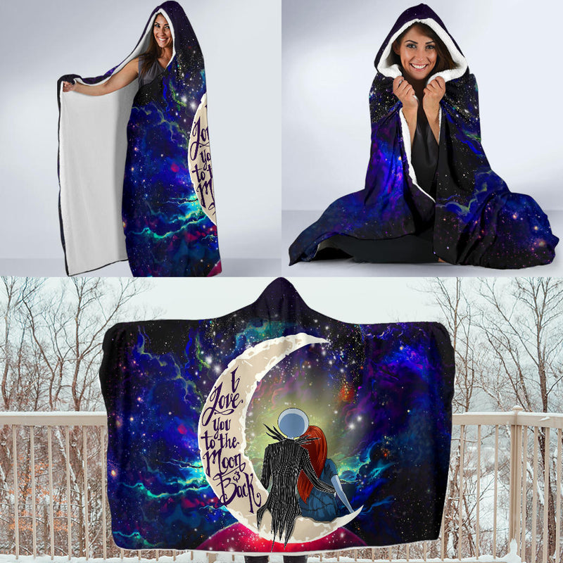 Jack And Sally Nightmare Before Christmas Love You To The Moon Galaxy Economy Hooded Blanket Nearkii