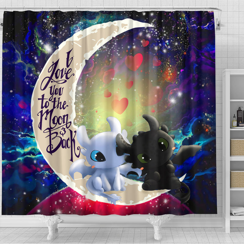Toothless Light Fury Night Fury Love You To The Moon Galaxy Shower Curtain Nearkii