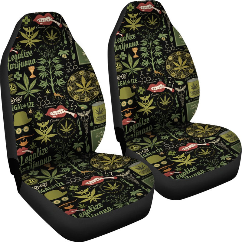 Best Retro Style Seamless Pattern With Cannabis Plants Premium Custom Car Seat Covers Decor Protector Nearkii