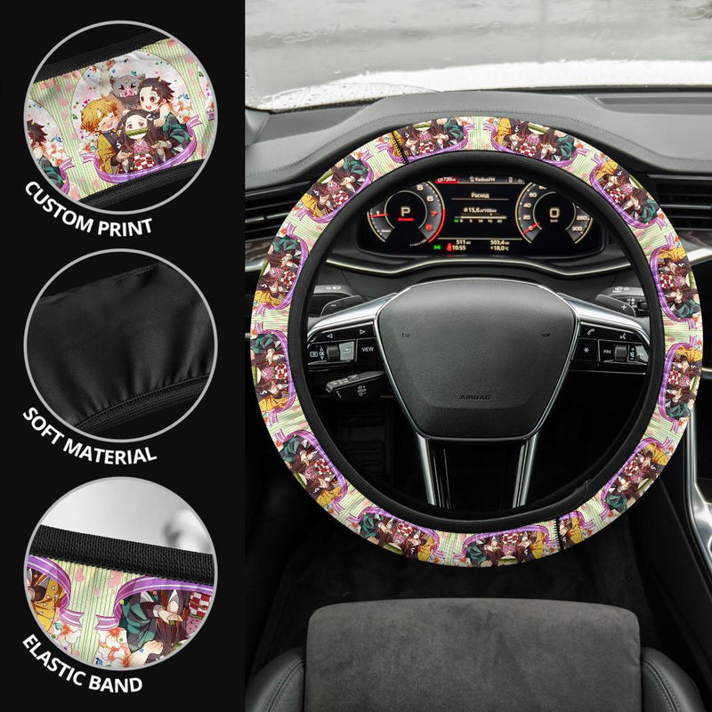 Chipi Demon Slayer Anime Car Steering Wheel Cover 2 Nearkii