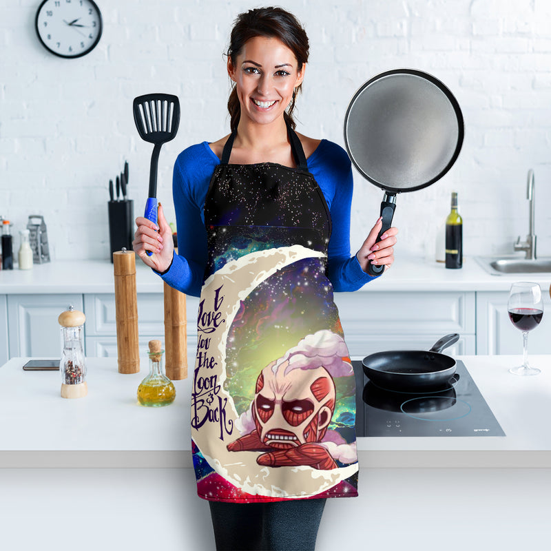 Attack on titan Love You To The Moon Galaxy Custom Apron Best Gift For Anyone Who Loves Cooking Nearkii