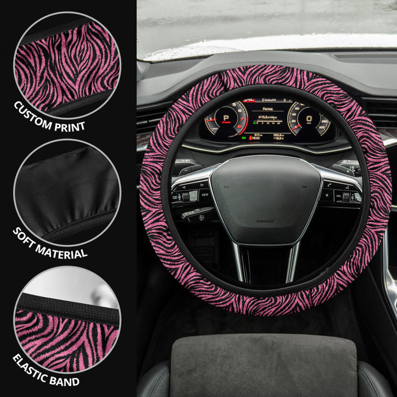 Zebra Pink Premium Car Steering Wheel Cover Nearkii