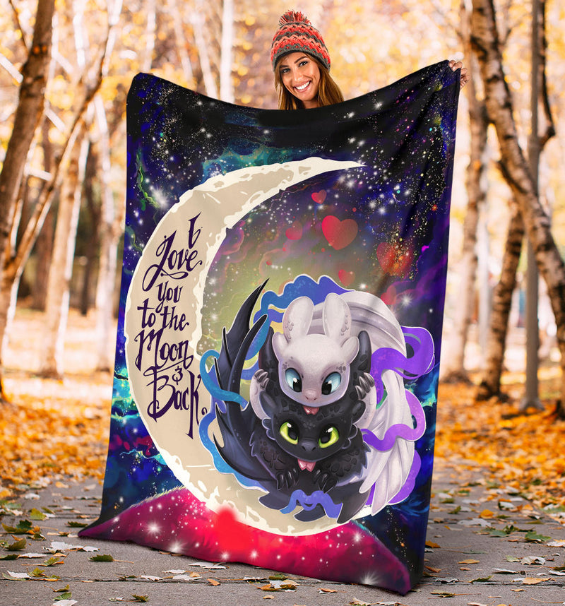 Toothless And Light Fury How To Train Your Dragon Love You To The Moon Galaxy Blanket Nearkii