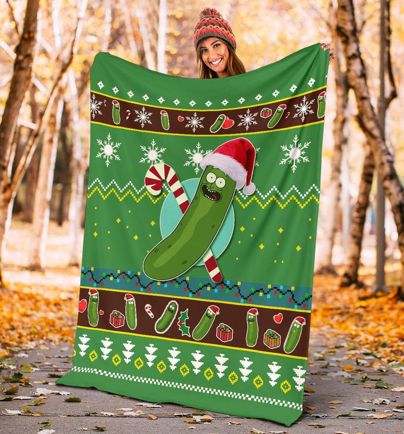 Green Pickle Rick Christmas Christmas Blanket Amazing Gift Idea Nearkii