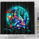 Greninja Satoshi And Mega Lucario Pokemon Moonlight Halloween Shower Curtain Nearkii