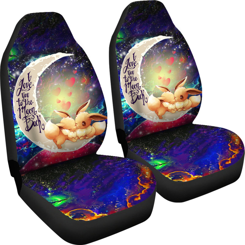 Cute Eevee Pokemon Couple Love You To The Moon Galaxy Car Seat Covers