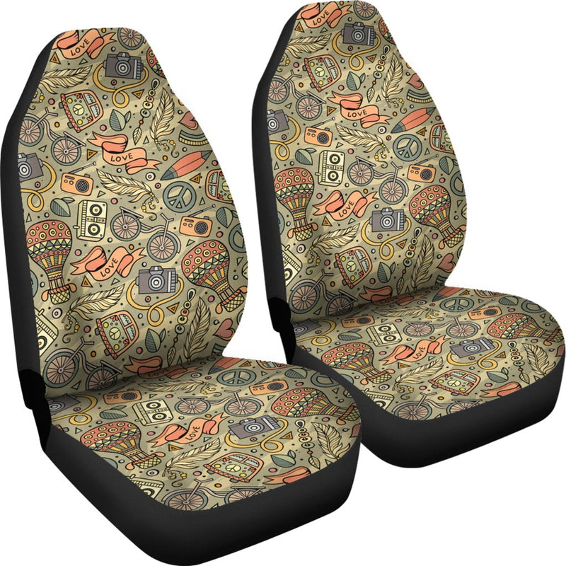 Best Hippie Doodles Seamless Pattern Premium Custom Car Seat Covers Decor Protector Nearkii