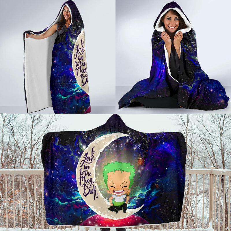Zoro One Piece Love You To The Moon Galaxy Economy Hooded Blanket Nearkii