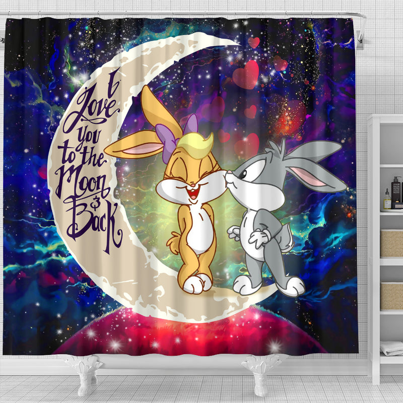 Bunny Couple Love You To The Moon Galaxy Shower Curtain Nearkii