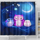 Owl Cute Night Shower Curtain Nearkii
