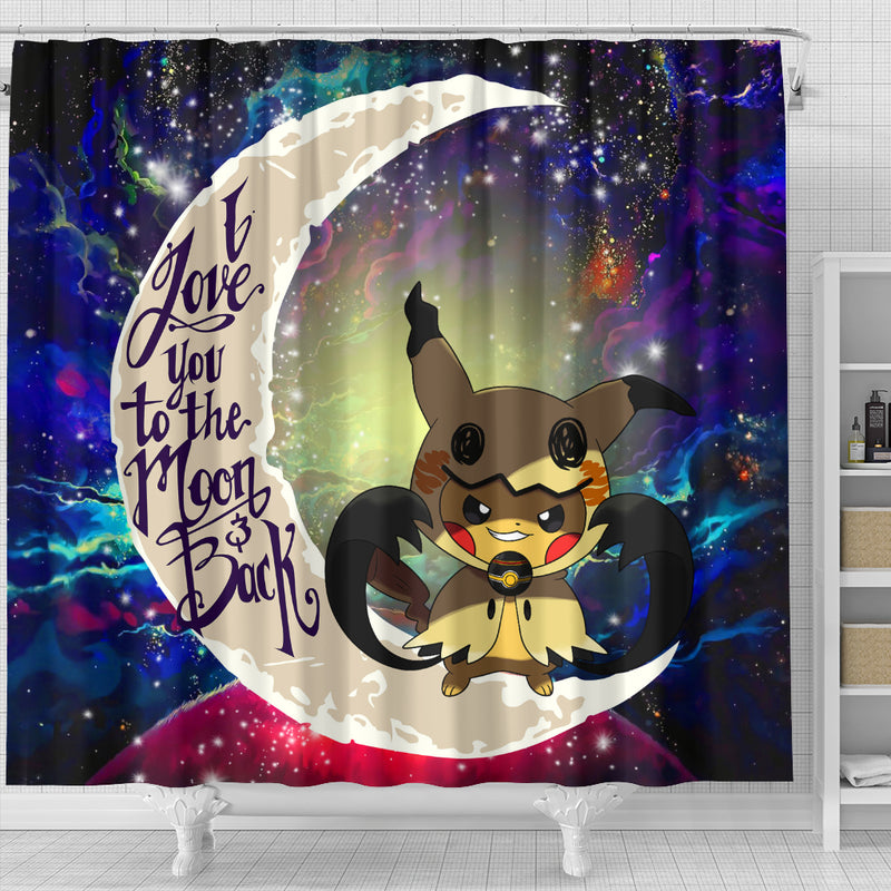 Pikachu Mimikyu Love You To The Moon Galaxy Shower Curtain Nearkii