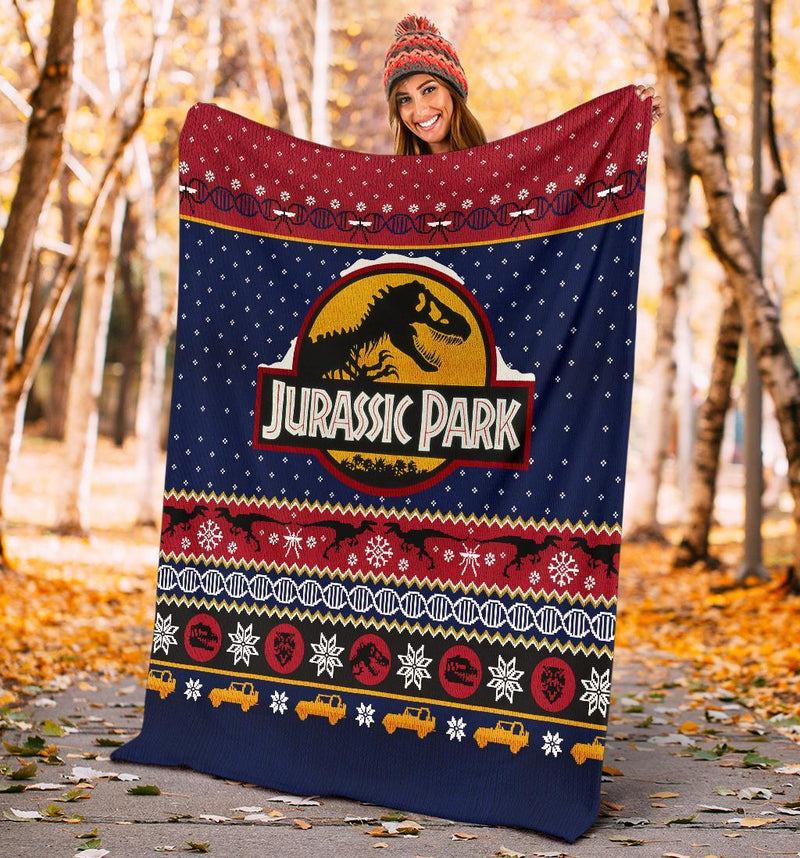 Jurassic Park Ugly Christmas Custom Blanket Home Decor Nearkii