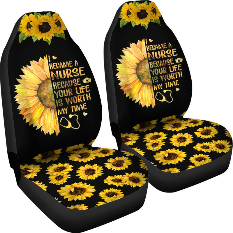 Best I Became A Nurse Sunflower Seat Covers Car Decor Car Protector Nearkii