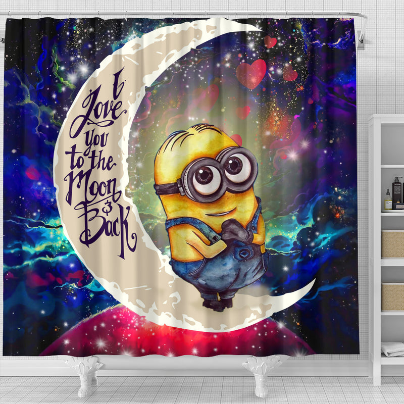 Cute Minions Despicable Me Love You To The Moon Galaxy Shower Curtain Nearkii