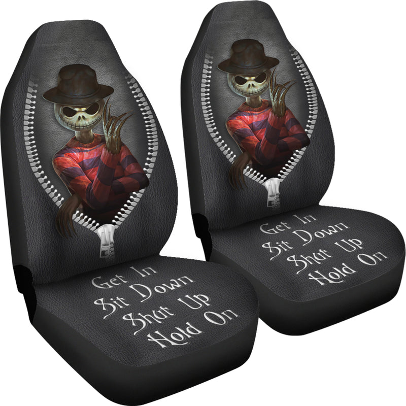 Jack Skellington Mix Freddy Krueger Horror Get In Sit Down Shut Up And Hold On Car Zipper Car Seat Covers Nearkii