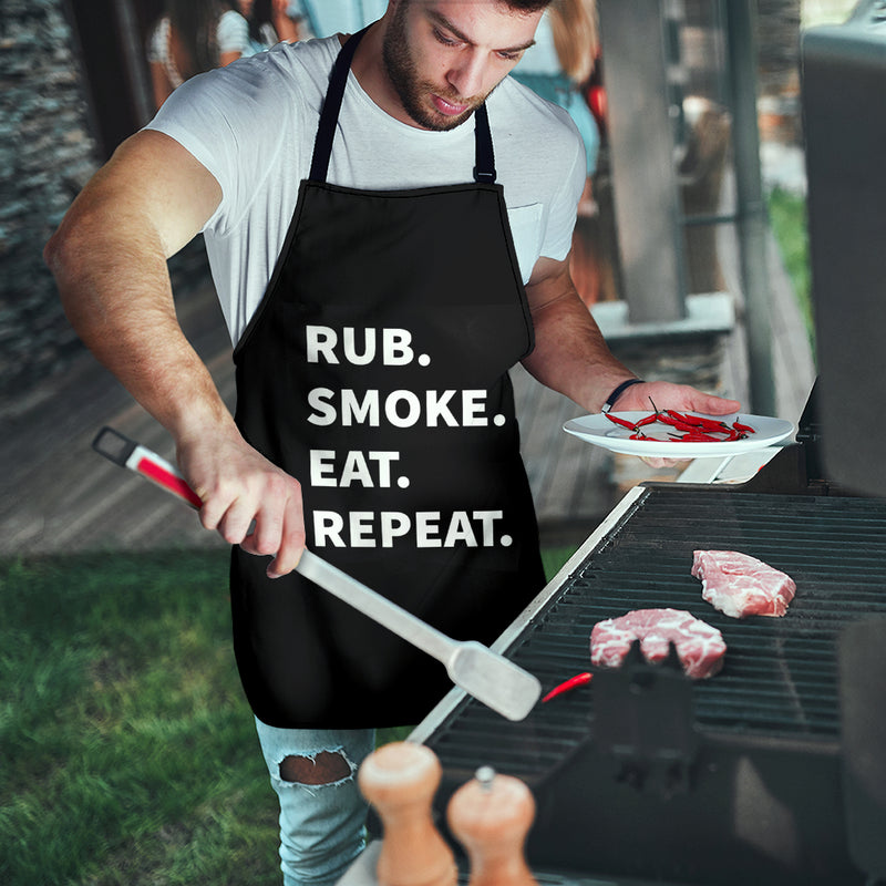 Rub Smoke Eat Repeat Custom Apron Gift for Cooking Guys Nearkii