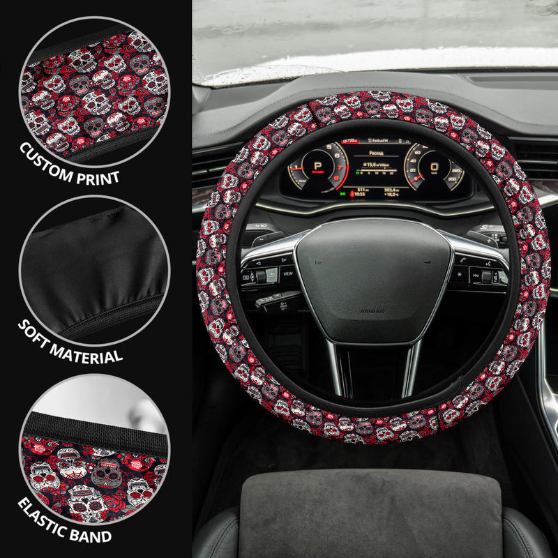 Suger Skull Pink Premium Car Steering Wheel Cover Nearkii
