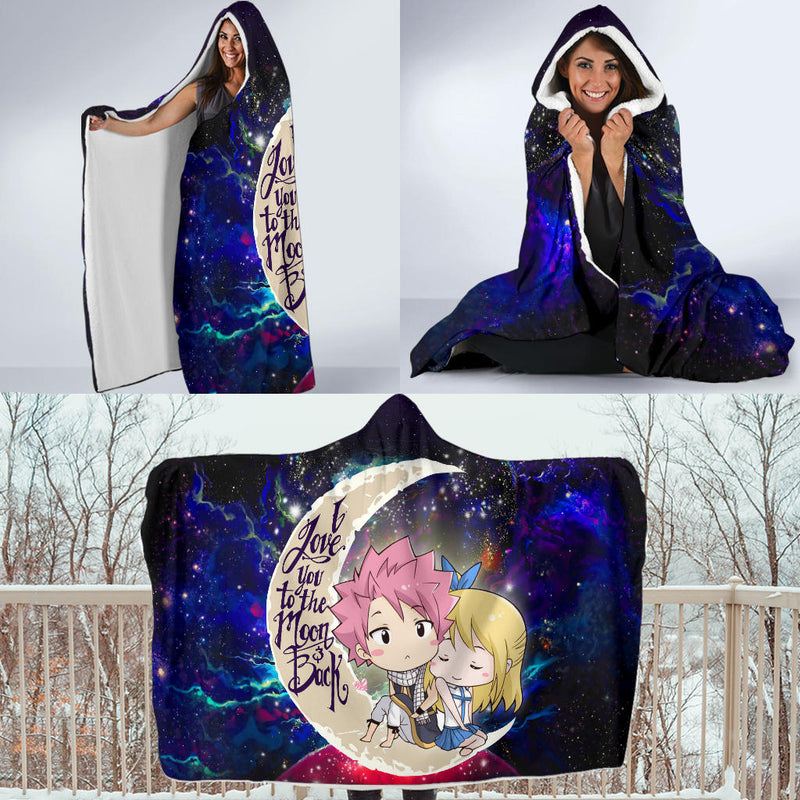 Natsu Fairy Tail Anime Love You To The Moon Galaxy Economy Hooded Blanket Nearkii