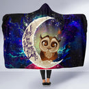 Cute Owl Love You To The Moon Galaxy Economy Hooded Blanket Nearkii