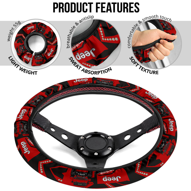 Red Jeep Car Steering Wheel Cover Nearkii