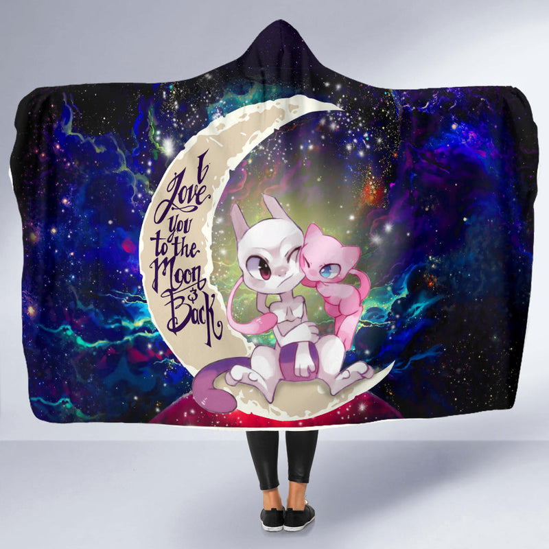 Pokemon Couple Mew Mewtwo Love You To The Moon Galaxy Economy Hooded Blanket Nearkii