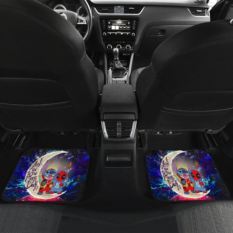 Cute Deadpool And Stitch Love You To The Moon Galaxy Car Floor Mats Car Accessories Nearkii