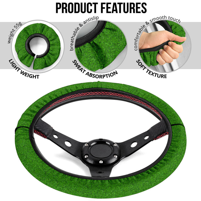 Green Grass Premium Car Steering Wheel Cover Nearkii