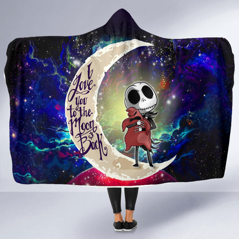 Jack Skellington Nightmare Before Christmas Love You To The Moon Galaxy Economy Hooded Blanket Nearkii