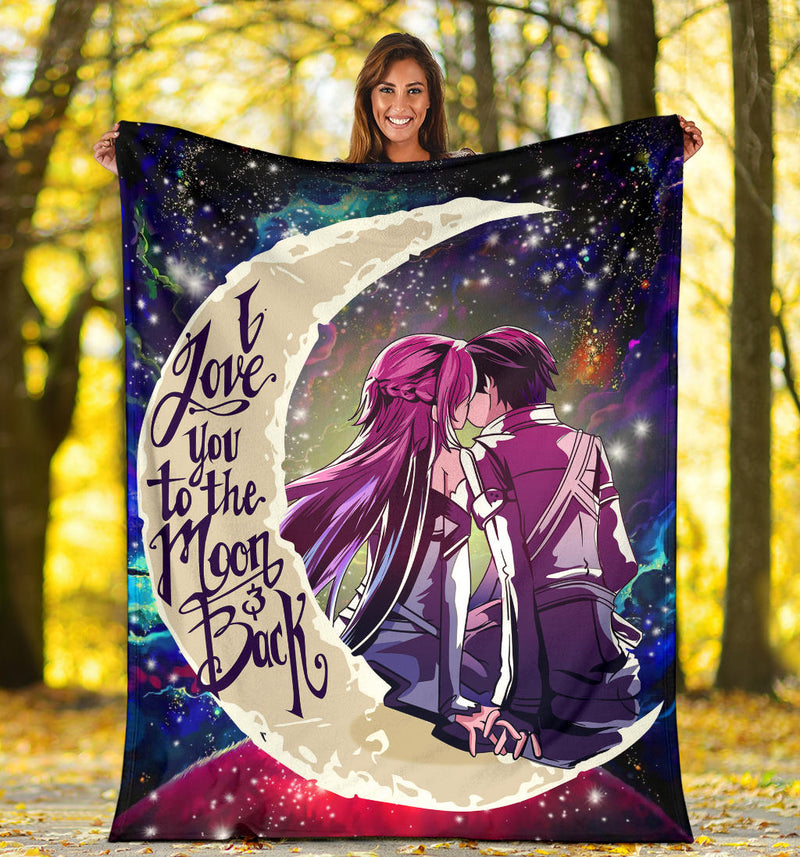 SAO Sword Art Online Asuna Kirito Love You To The Moon Galaxy Premium Blanket Nearkii