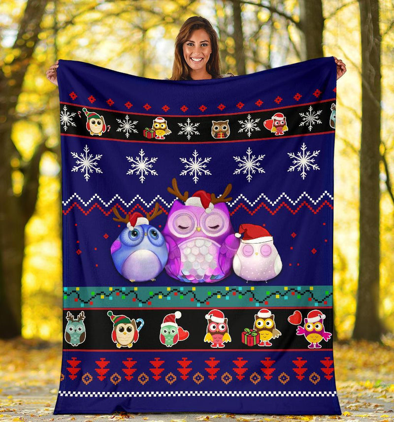 Owl Blue Christmas Blanket Amazing Gift Idea Nearkii