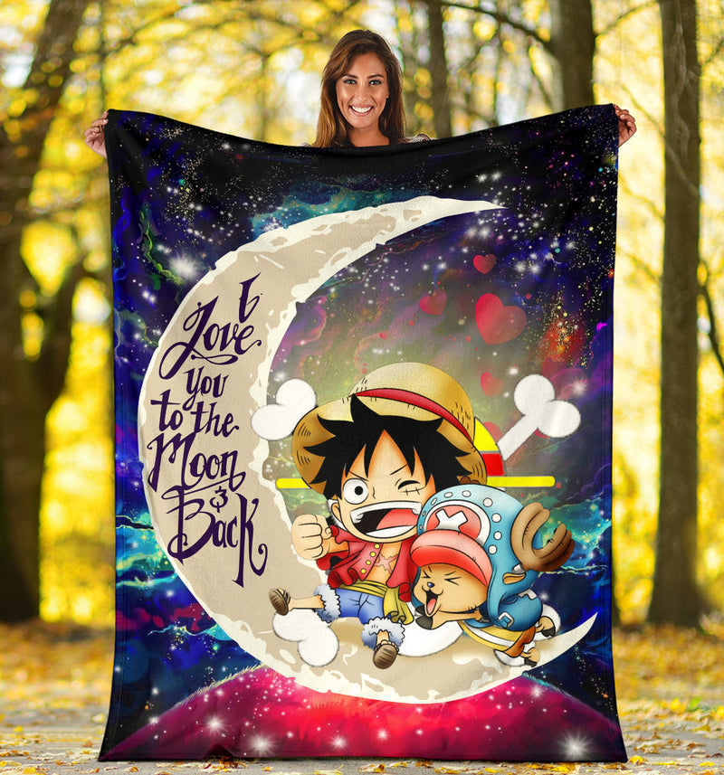 Chibi Luffy And Chopper One Piece Anime Love You To The Moon Galaxy Blanket Nearkii