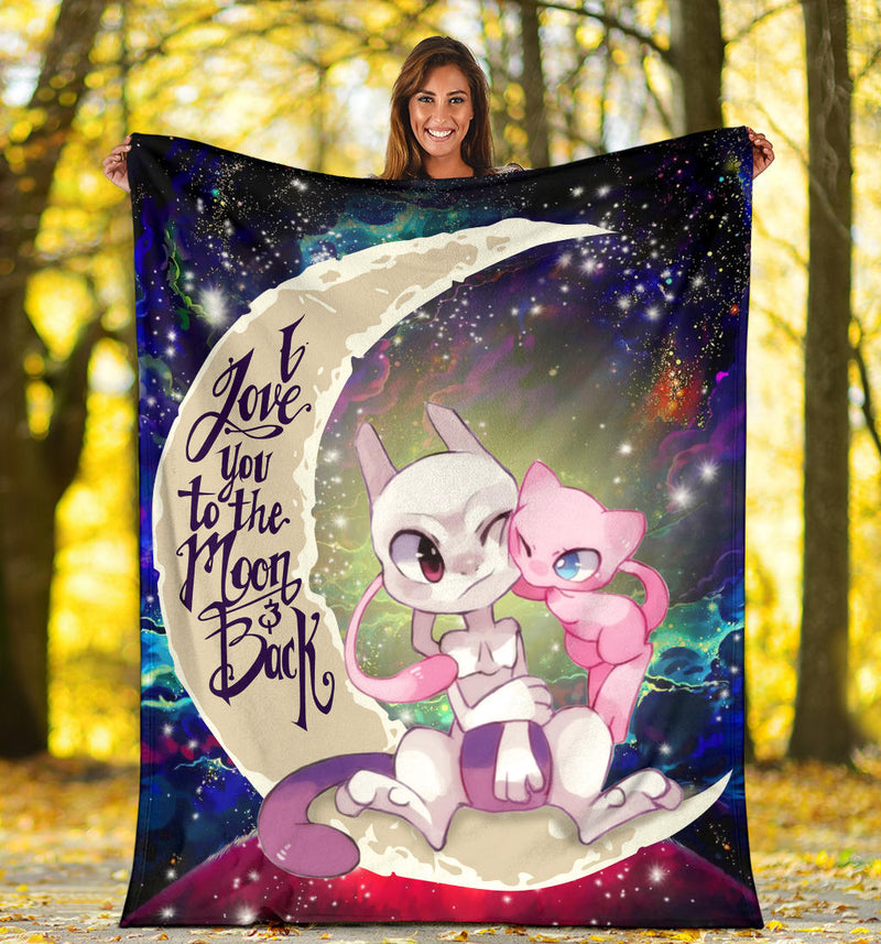 Pokemon Couple Mew Mewtwo Love You To The Moon Galaxy Premium Blanket Nearkii