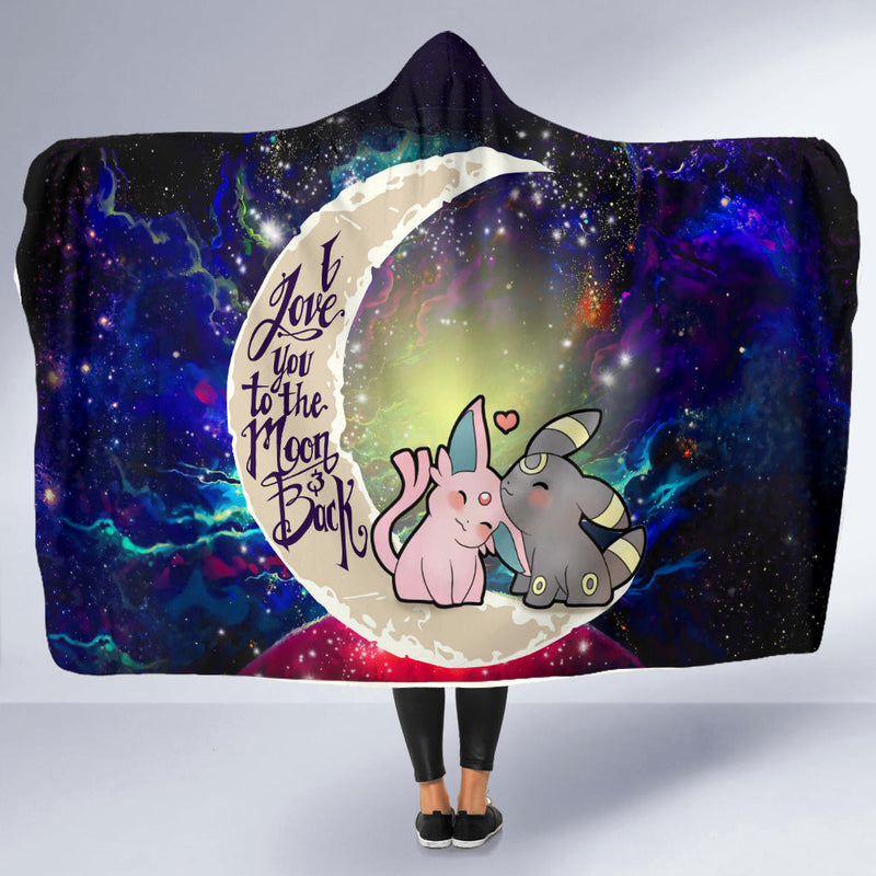 Pokemon Espeon Umbreon Love You To The Moon Galaxy Economy Hooded Blanket Nearkii