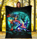 Greninja Satoshi And Mega Lucario Pokemon Moonlight Halloween Premium Blanket Nearkii