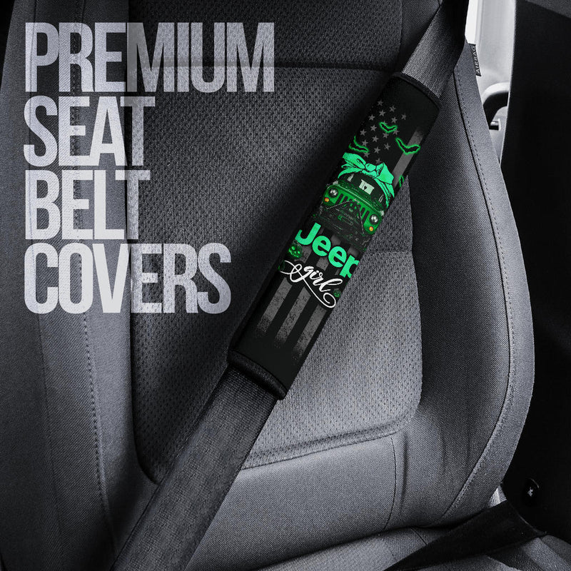Halloween American Flag Green Jeep Girl Car Seat Belt Cover Custom Car Accessories Nearkii