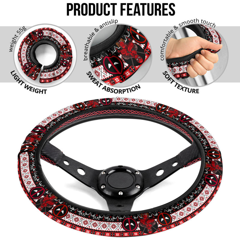 Deadpool Black Christmas Premium Custom Car Steering Wheel Cover Nearkii