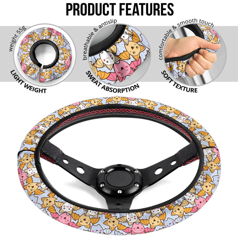 Bat Cute Kawaii Premium Car Steering Wheel Cover Nearkii