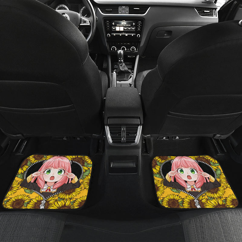 Anya Spy X Family Sunflower Zip Car Floor Mats Car Accessories Nearkii