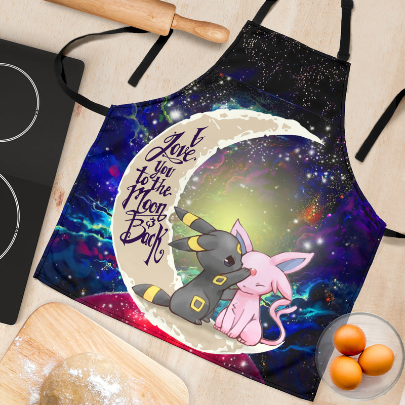 Pokemon Couple Espeon Umbreon Love You To The Moon Galaxy Custom Apron Best Gift For Anyone Who Loves Cooking