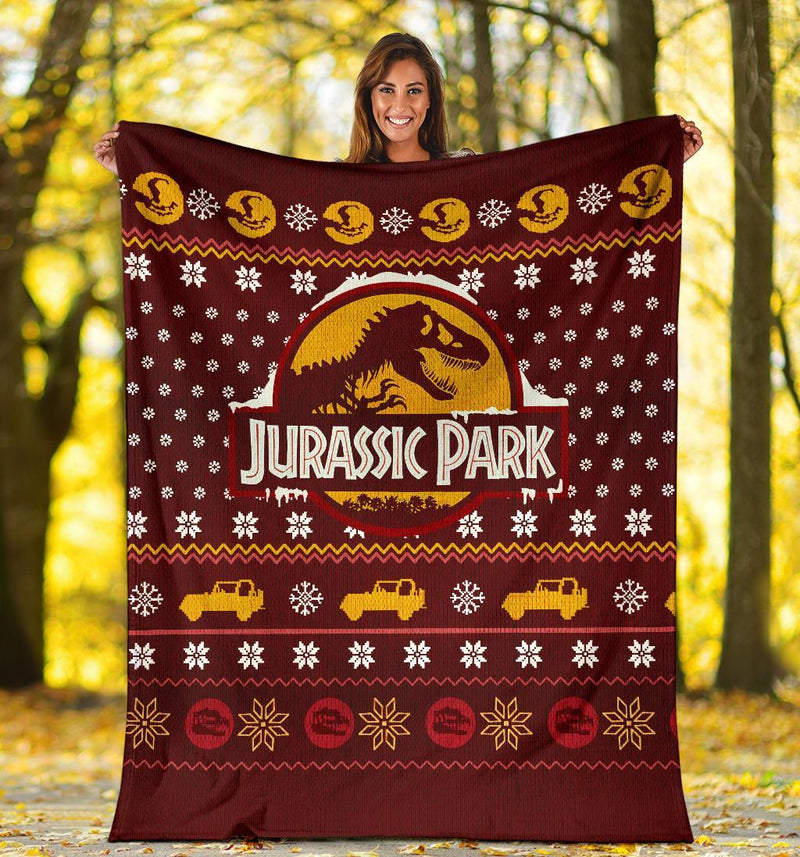 Jurassic Park Red Ugly Christmas Custom Blanket Home Decor Nearkii