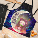 Nezuko Demon Slayer Love You To The Moon Galaxy Custom Apron Best Gift For Anyone Who Loves Cooking
