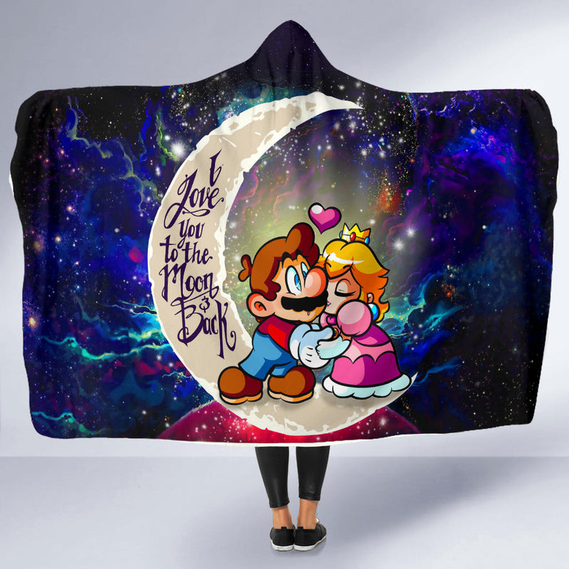 Mario Couple Love You To The Moon Galaxy Economy Hooded Blanket Nearkii