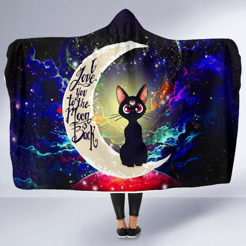 Sailor Moon Cat Love You To The Moon Galaxy Economy Hooded Blanket Nearkii