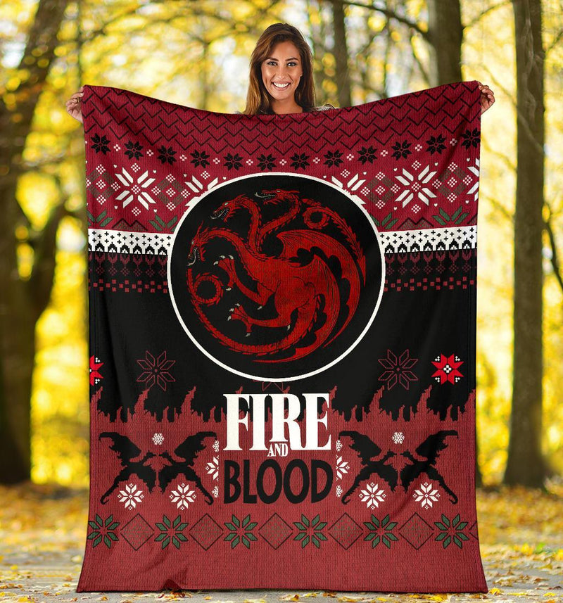 Fire And Blood Ugly Christmas Custom Blanket Home Decor Nearkii