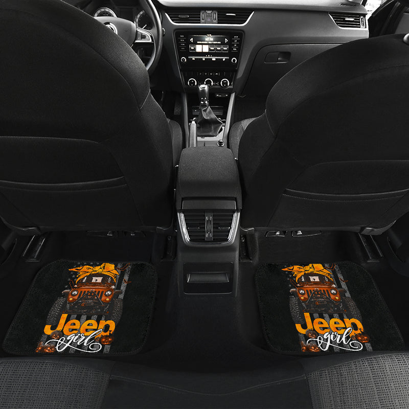 Halloween American Flag Orange Jeep Girl Car Floor Mats Car Accessories Nearkii